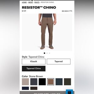 Kuhl Men's Tapered Chino Pants - Stone Brown